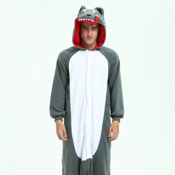 XL Wolf Onesie Pajamas Costume for Adults (Unisex) - Picture 4 of 5